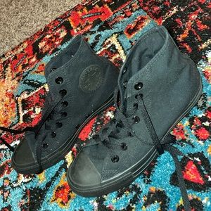 All black high top converse